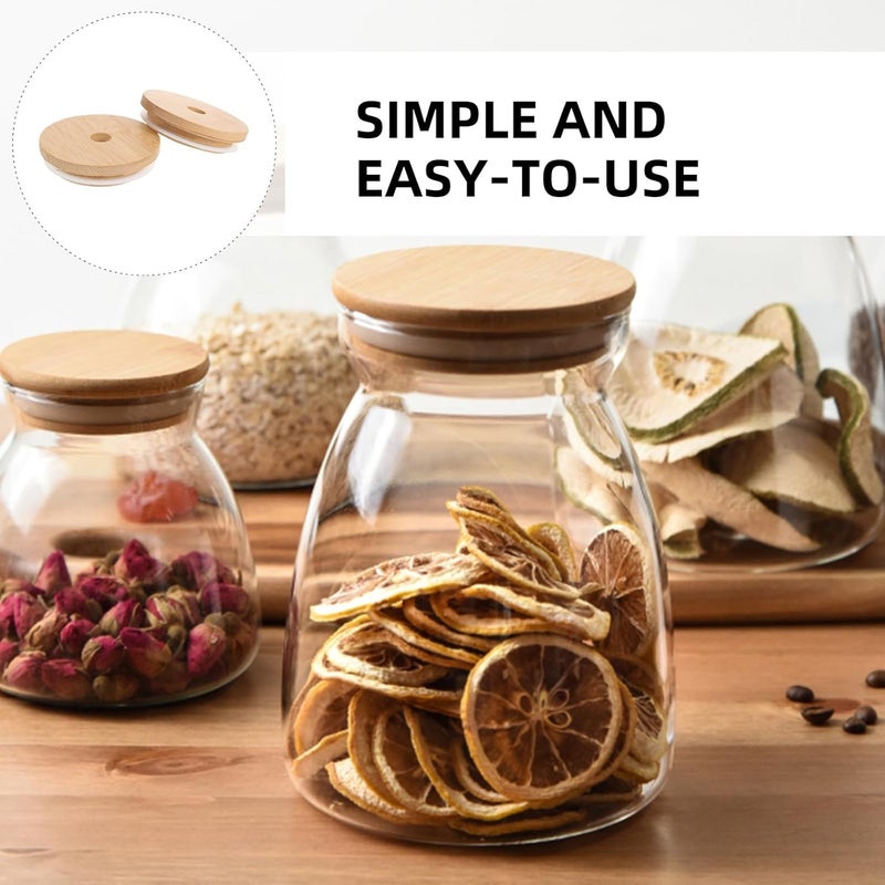 VICASKY Mason Jar Lids with Straw Hole, 8.6cm Wide Mouth Reusable Jar Covers, 2pcs Set for Canning and Beverage Storage - Image 4