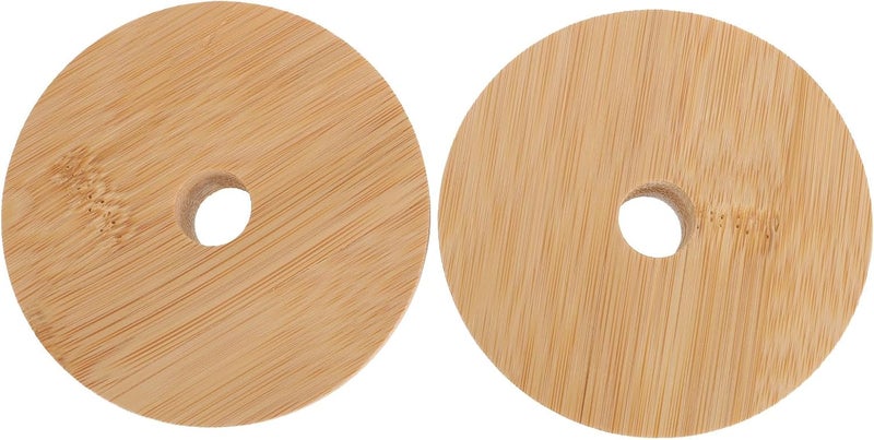 VICASKY Mason Jar Lids with Straw Hole, 8.6cm Wide Mouth Reusable Jar Covers, 2pcs Set for Canning and Beverage Storage - Image 1