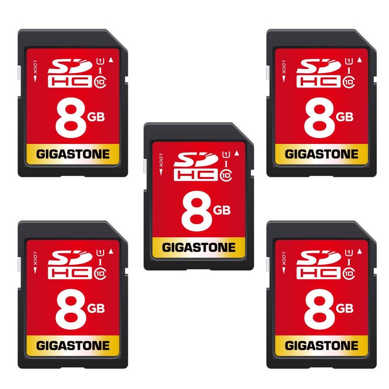 GIGASTONE 8GB SD Card 5Pack UHSI U1 Class 10 SDHC Memory Card Full HD Video Kodak Olympus Digital Camera with 5 Mini Cases - Image 2