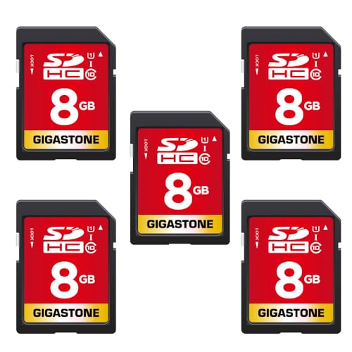 GIGASTONE 8GB SD Card 5Pack UHSI U1 Class 10 SDHC Memory Card Full HD Video Kodak Olympus Digital Camera with 5 Mini Cases - Image 1