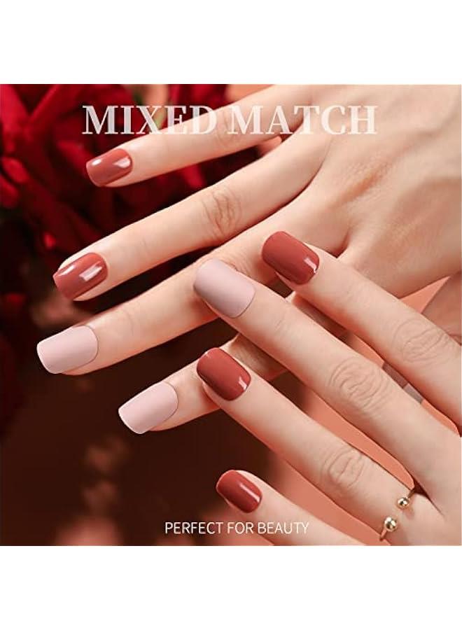 Arabest Short Square Press on Nails,  576pcs Short Press on Fake Nails With Nail Glue And Adhesive Stickers, 12 Colors Matte Press On Short Nails, 12 Colors Glossy Short Press On Nails, Short Glue On Nails With Nail Stickers Rhinestones - Image 4