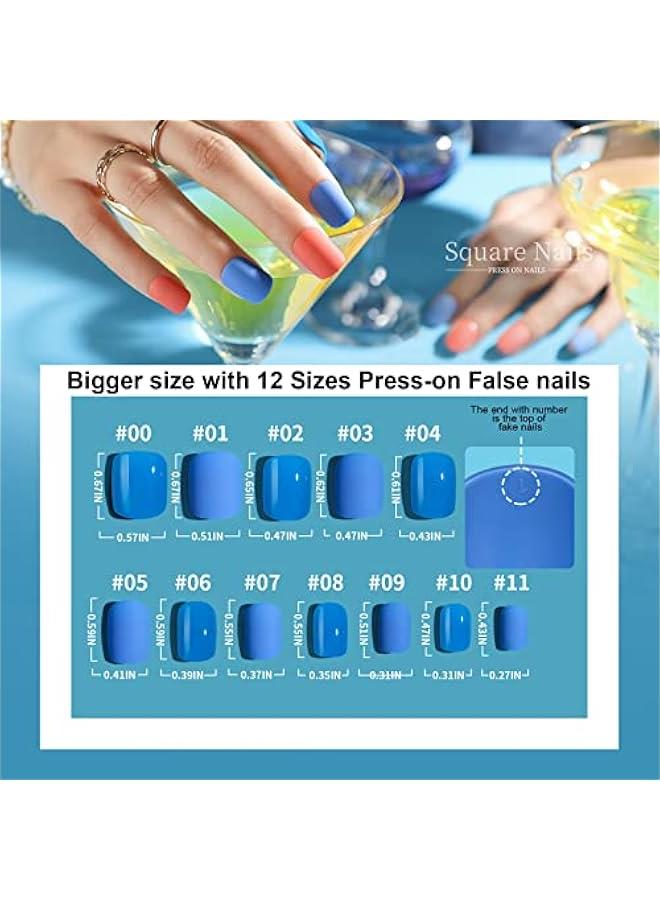 Arabest Short Square Press on Nails,  576pcs Short Press on Fake Nails With Nail Glue And Adhesive Stickers, 12 Colors Matte Press On Short Nails, 12 Colors Glossy Short Press On Nails, Short Glue On Nails With Nail Stickers Rhinestones - Image 5