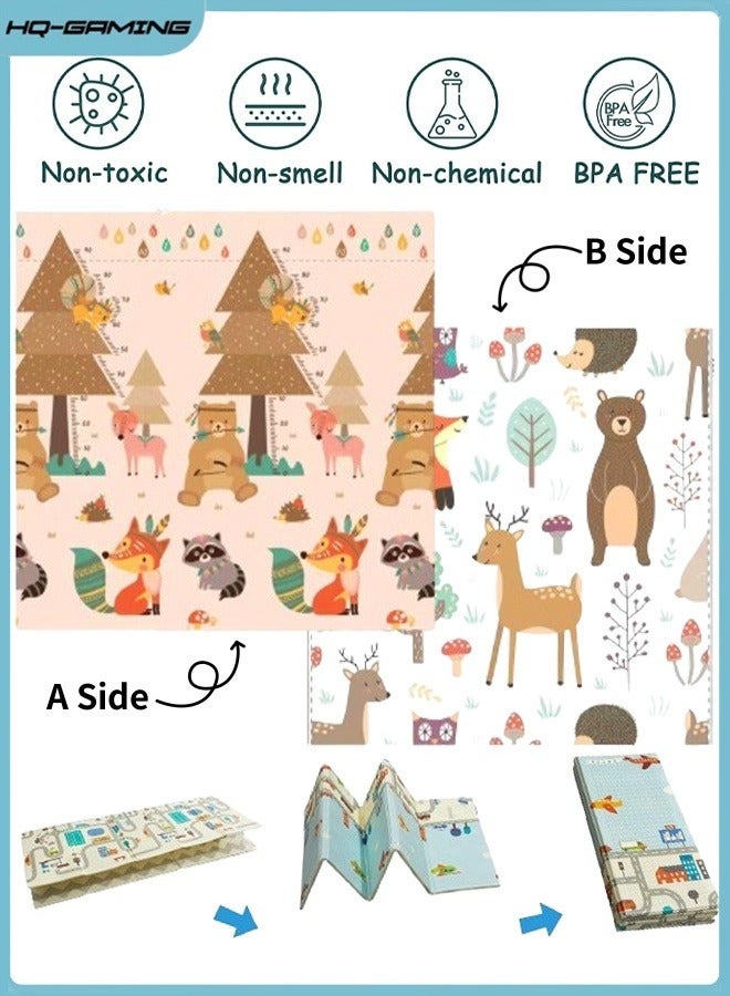 HQ-GAMING Double-Sided Baby Play Mat, Padded Floor Mat, Crawling Mat, Large Floor Mats, Foldable Children's Rug for Kids, Non-Toxic, Waterproof, Non-Slip, BPA-Free Baby Care Foam Mat (Fox)  - Image 1