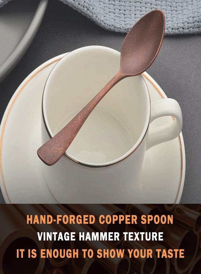 Purecopper - 4.92‘’ Vintage Teaspoon, Hand Forged Distressed Copper Spoon for Home and Restaurant - Stylish Copper Kitchen Accessories (1) - Image 3