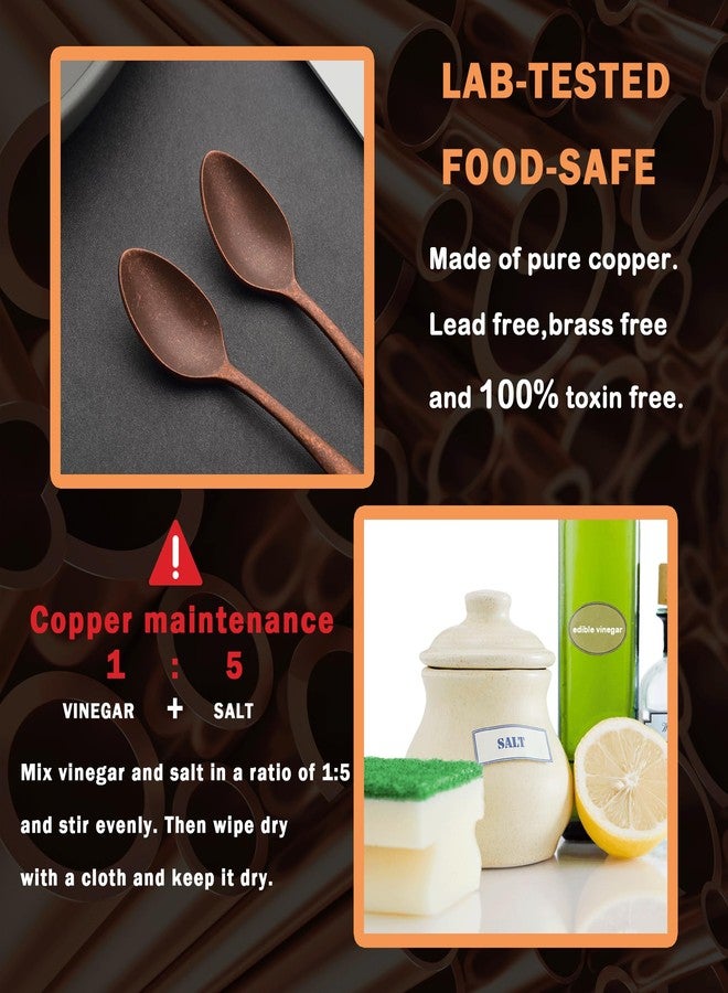 Purecopper - 4.92‘’ Vintage Teaspoon, Hand Forged Distressed Copper Spoon for Home and Restaurant - Stylish Copper Kitchen Accessories (1) - Image 5