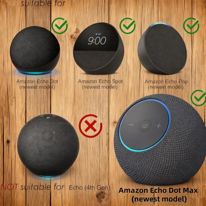 Alloery Universal Desktop Speaker Mount Stand Suitable for Echo Spot (2024 Release),Pop,Dot 5th, Home Pod Mini and All Suitable Sized Speakers (Black Walnut with Metal Strip) - Image 5