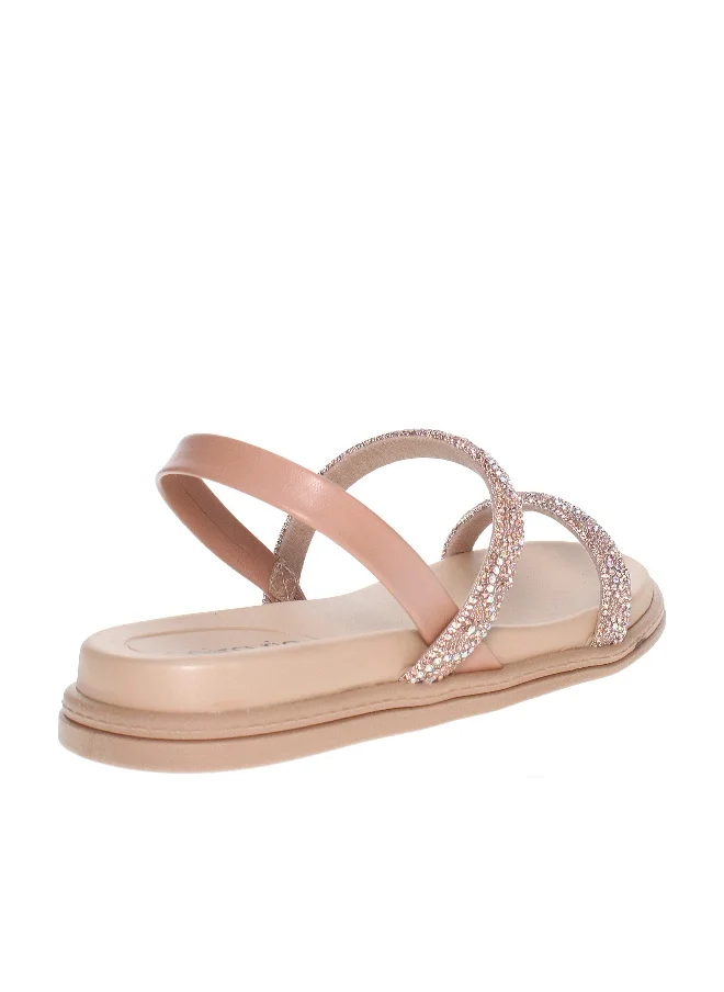 بيرا ريو Beira Rio Ladies Flat Sandals Beige | Made In Brazil