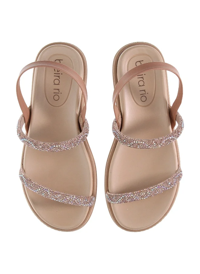 بيرا ريو Beira Rio Ladies Flat Sandals Beige | Made In Brazil