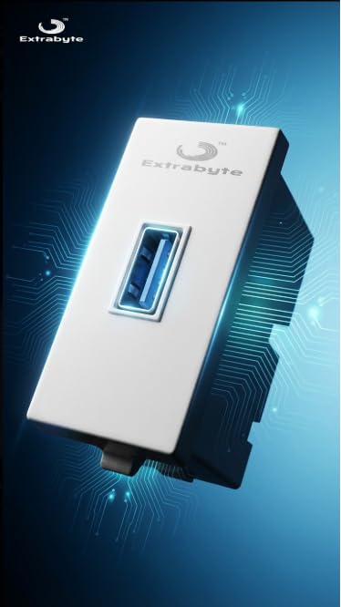 Extrabyte® USB-A Wall Socket Fast Charger, 18W QC 3.0, Modular Switch Board Fitting, White - Image 2
