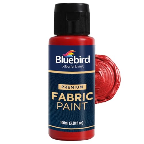 BLUEBIRD Fabric Paint, Vermilion Red, 3.4 Fl Oz – Permanent Fabric Paint for Clothes, Costumes, DIY Crafts & Furniture Upholstery - Image 1