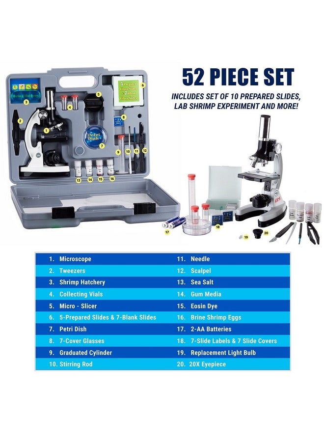AmScope 120X-1200X 52-Pcs Beginner Microscope Stem Kit With Metal Body Microscope, Plastic Slides, Led Light And Carrying Box (M30-Abs-Kt2-W),White  - Image 2