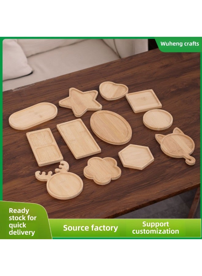 In Stock Bamboo Fleshy Vase Tray Special-Shaped Wooden Base Creative Coaster Mosaic Bamboo Mat Home Office Ornaments-Specification:The Outer Diameter Of The Circle Is 14.5cm And The Inner Diameter Is 13.5cm  - Image 1