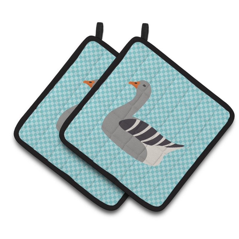 Caroline's Treasures ""Caroline's Treasures Pilgrim Goose Blue Check Decorated Pot Holder  7.5"""" x 7.5"""""" 