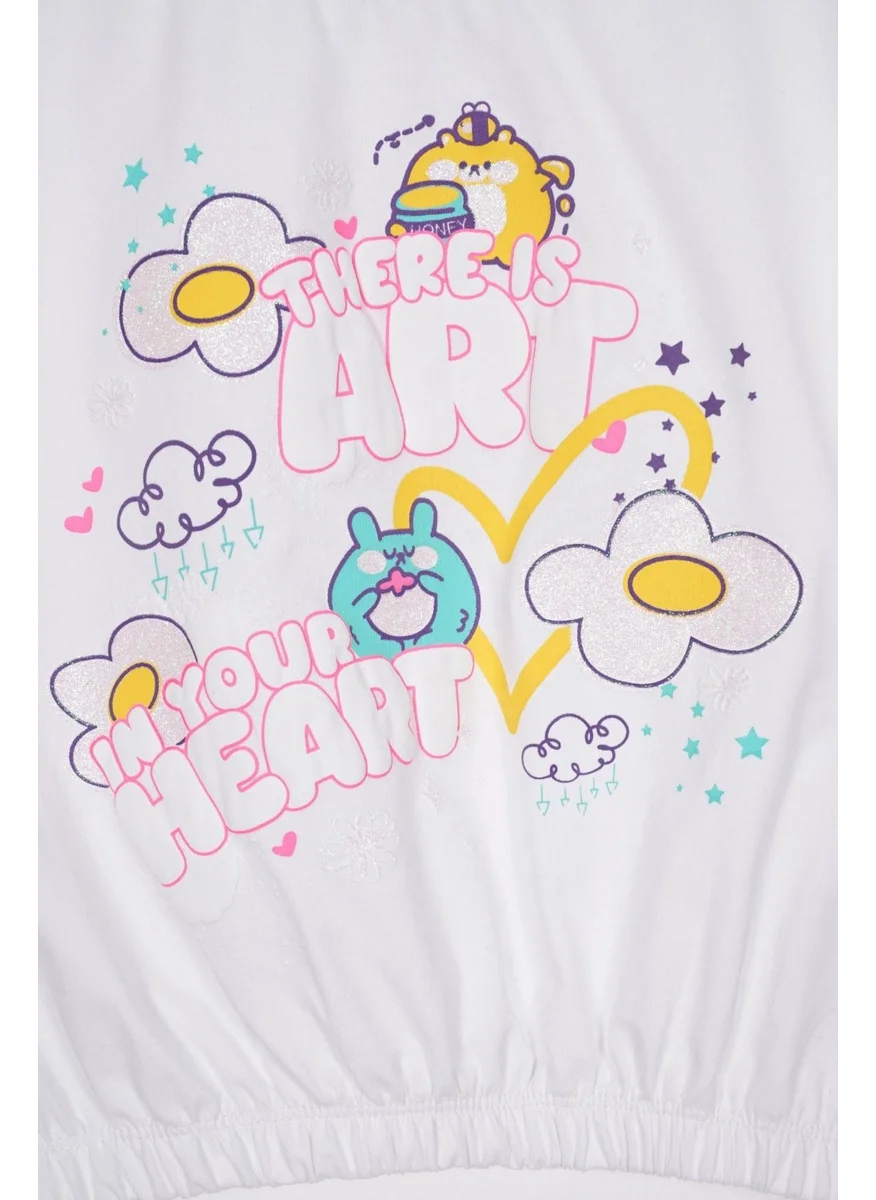 WEWE There Is Art Printed Ecru Color Girls T-Shirt