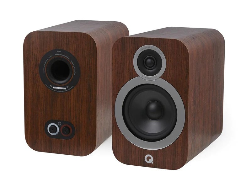 Q Acoustics 3030i Bookshelf Speakers Walnut (Pair) – HiFi Stereo Standmount Speakers with 165mm Mid/Bass Driver, Deep Bass & Clear Sound, Compact Home Audio, Magnetic Grilles, Chrome Finish - Image 4