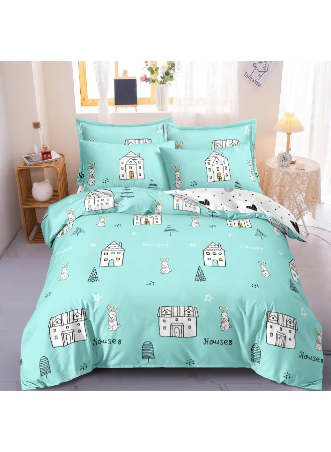 Noon East 6Pcs Duvet Set | Soft Microfiber Material | Multiple Color | 1 Duvet Cover 160 X 220 Cm, 1 Fitted Sheet 120 X 200 Cm With 30 Cm Deep Pocket, 4 Pillow Cases 50 X 75 Cm | Suitable For Single Size Mattress - Image 1