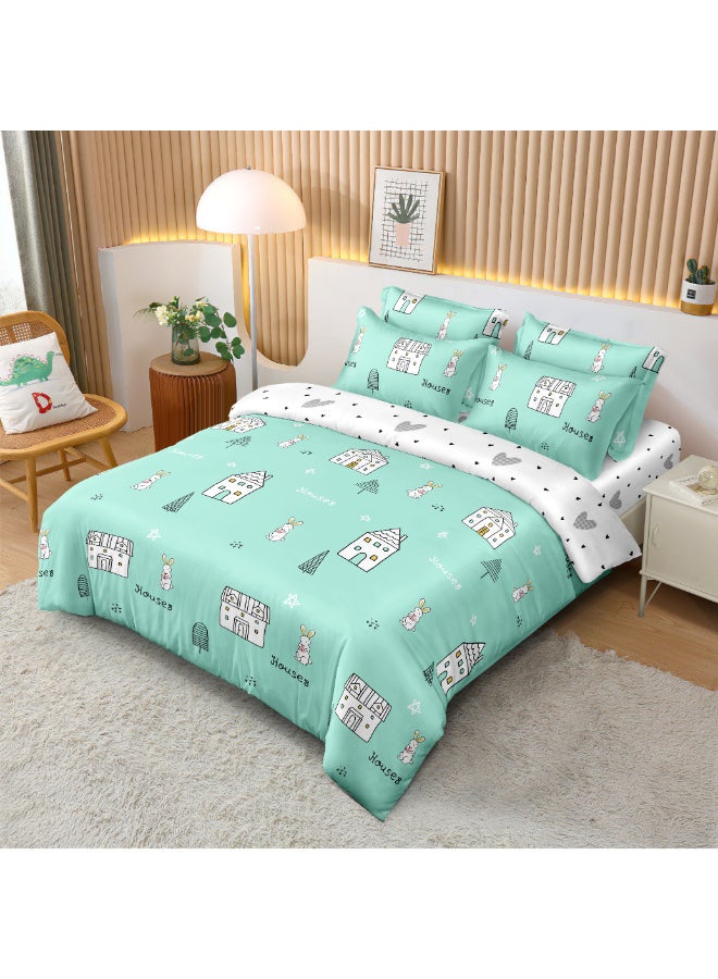 Noon East 6Pcs Duvet Set | Soft Microfiber Material | Multiple Color | 1 Duvet Cover 160 X 220 Cm, 1 Fitted Sheet 120 X 200 Cm With 30 Cm Deep Pocket, 4 Pillow Cases 50 X 75 Cm | Suitable For Single Size Mattress - Image 2