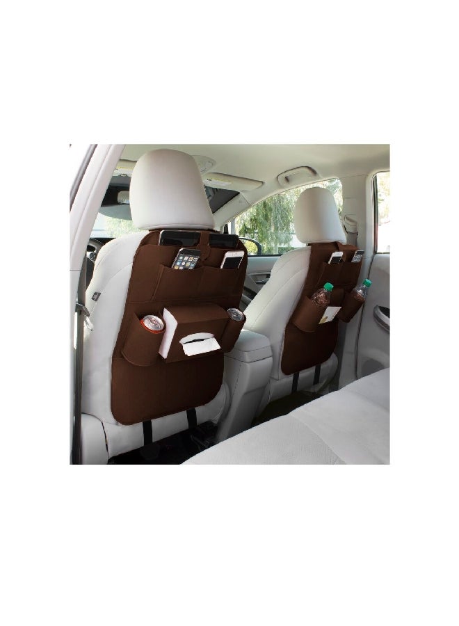 WAGAN Long-Lasting Car Specific Back Seat Organizer with Multiple Pockets Brown 6002 - Image 2