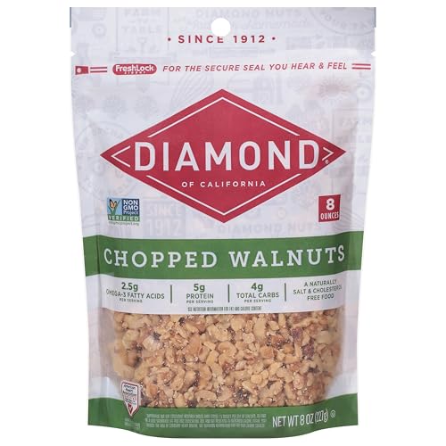 diamonds nuts Diamond of California Chopped Walnuts, Raw Walnuts for Baking, Snacking and Salads, 8 oz. - Image 1