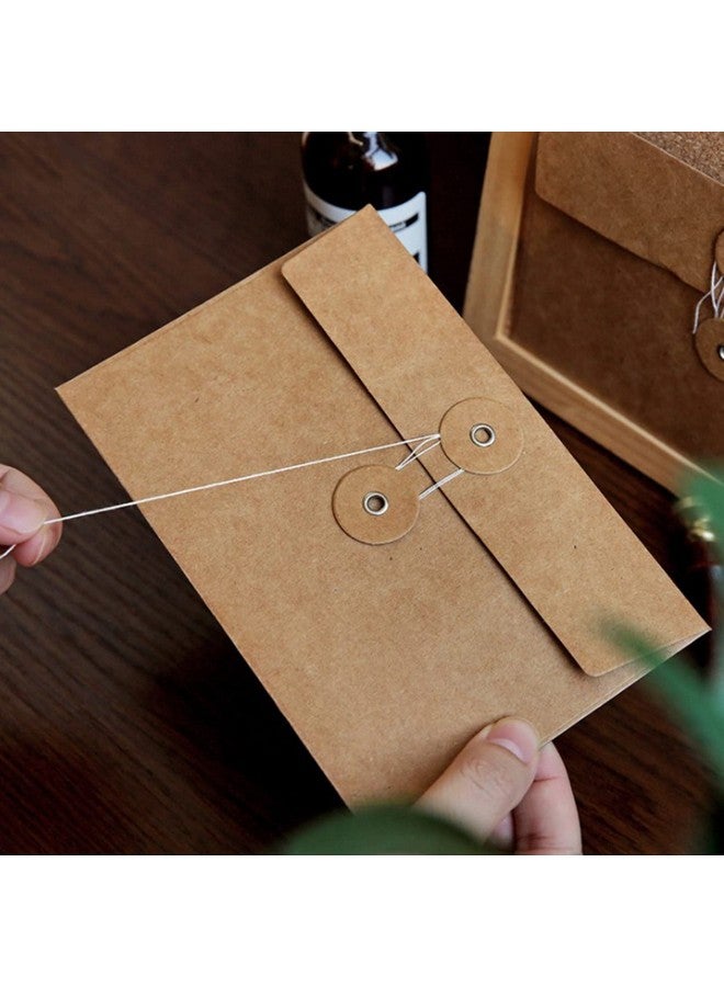 EORTA 10 Pcs Kraft Paper Envelope Vintage Envelope Pockets With Button And String Closure For Mail Postcard Bills Invitation Brown 6.7X4.5 Inch  - Image 4