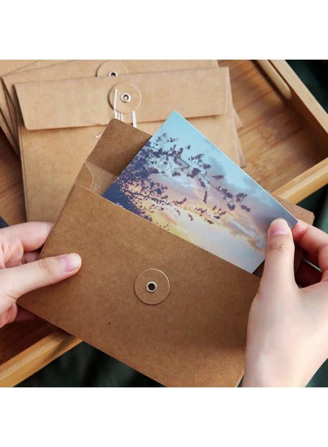 EORTA 10 Pcs Kraft Paper Envelope Vintage Envelope Pockets With Button And String Closure For Mail Postcard Bills Invitation Brown 6.7X4.5 Inch  - Image 5