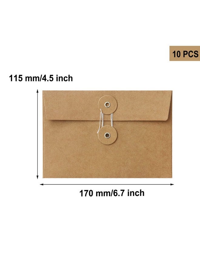 EORTA 10 Pcs Kraft Paper Envelope Vintage Envelope Pockets With Button And String Closure For Mail Postcard Bills Invitation Brown 6.7X4.5 Inch  - Image 2
