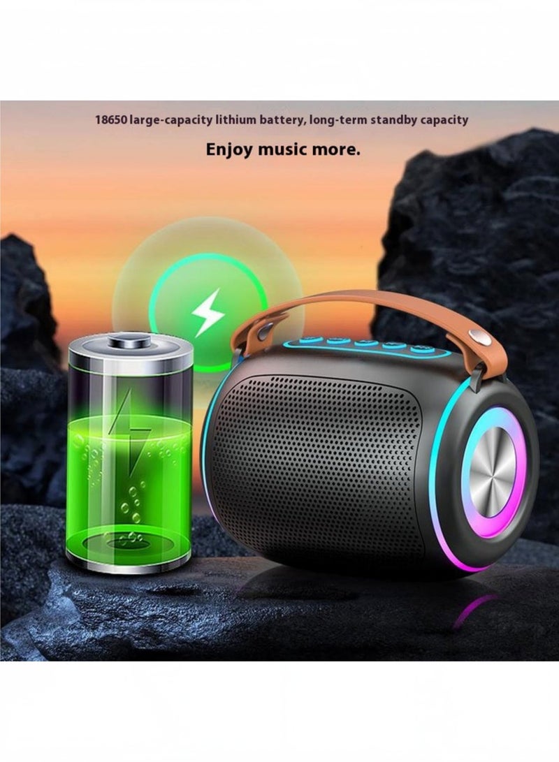 إثارة جهاز كاريوكي، مكبر صوت كاريوكي محمول بتقنية البلوتوث 5.3 مع ميكروفونين لاسلكيين، صوت ستيريو ثلاثي الأبعاد وصوت جهير عميق، أضواء حفلات RGB، تشغيل USB/AUX، مشغل هاي فاي كامل النطاق 52 مم، للأطفال والكبار، هدايا عيد ميلاد للبنات والأولاد والحفلات المنزلية والعائلية والغناء والترفيه المنزلي - أسود - Image 2