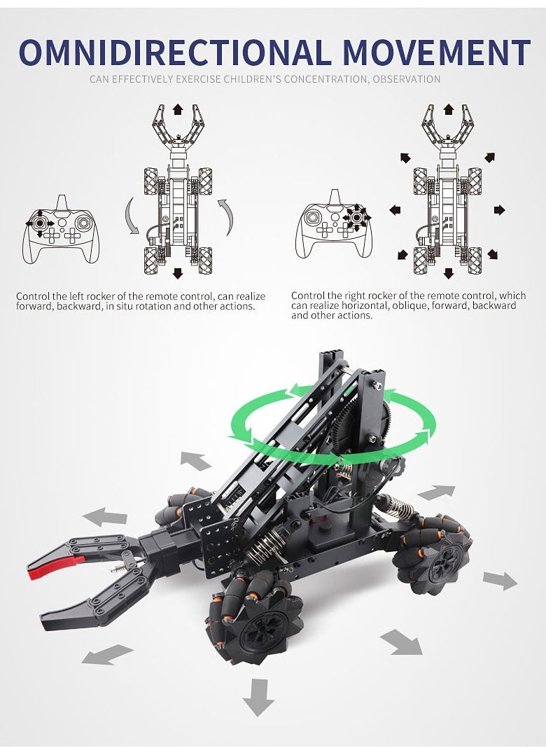 🚀 STEM Programmable Remote Control Robot Car – 4WD Mecanum Wheels, Alloy Build, DIY Kit for Kids’ Tech Learning