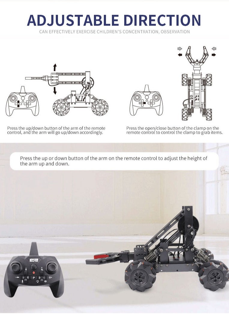 🚀 STEM Programmable Remote Control Robot Car – 4WD Mecanum Wheels, Alloy Build, DIY Kit for Kids’ Tech Learning