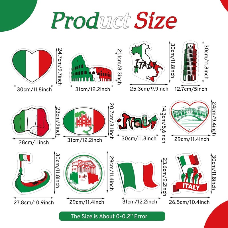 Epakh مجموعة زينة إيطالية مقطوعة 24 قطعة لاحتفالات إيطاليا الدولية العالمية - Image 2