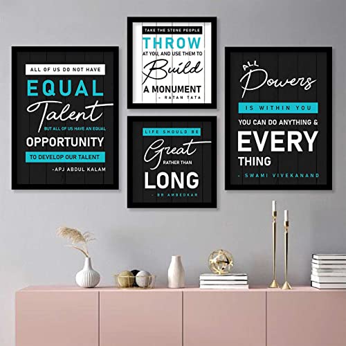 kotart - Frames for Wall Decor - Motivational Photo Frames for Wall Decoration - Quotes Wall Poster with Frame for Room Living Room Set of 4 (Art 3, Small) - Image 1