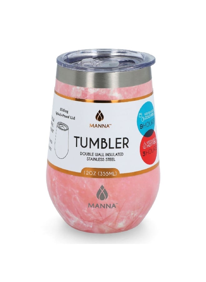 MANNA Double Wall Insulated Tumbler with Sliding Lid Pink 355 ml  - Image 3