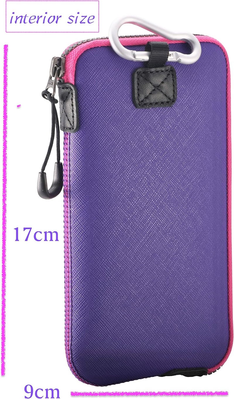 OneJoy Neoprene Phone Pouch, Lightweight Protective Cellphone Sleeve with Large Zipper Opening, Inner Pocket, Thermal Insulated, Durable Cell Phone Carrier for iPhone & Smartphones [ Purple ] - Image 2