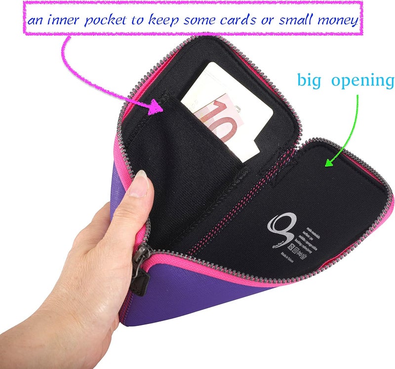 OneJoy Neoprene Phone Pouch, Lightweight Protective Cellphone Sleeve with Large Zipper Opening, Inner Pocket, Thermal Insulated, Durable Cell Phone Carrier for iPhone & Smartphones [ Purple ] - Image 3
