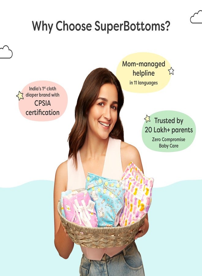 SuperBottoms NEW UNO Freesize Cloth Diaper | Cloth diaper for babies 3M to 3Y | Washable & Reusable cloth diaper | Comes with cloth diaper insert | 1 Diaper and 1 Organic cotton Soaker - Image 5