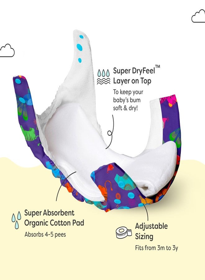 SuperBottoms NEW UNO Freesize Cloth Diaper | Cloth diaper for babies 3M to 3Y | Washable & Reusable cloth diaper | Comes with cloth diaper insert | 1 Diaper and 1 Organic cotton Soaker - Image 3