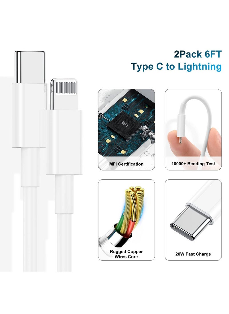 Generic - iPhone 14 13 12 Fast Charger, [MFi Certified] USB C to Lightning Cable 6Ft with 20W Apple USB-C Charging Block, USB C Fast Wall Plug with Cord for iPhone 13 12 11 Pro/Mini/Pro Max/X/8/iPad, 2 Pack - Image 1