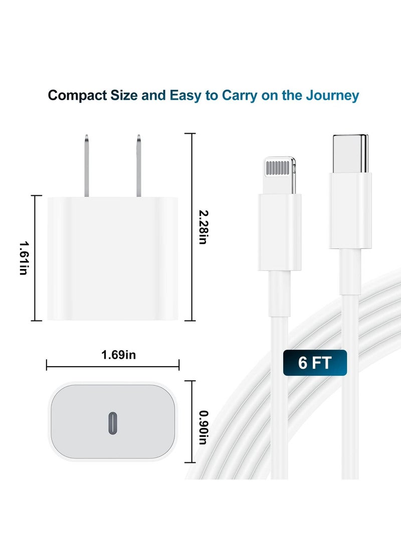 Generic - iPhone 14 13 12 Fast Charger, [MFi Certified] USB C to Lightning Cable 6Ft with 20W Apple USB-C Charging Block, USB C Fast Wall Plug with Cord for iPhone 13 12 11 Pro/Mini/Pro Max/X/8/iPad, 2 Pack - Image 1