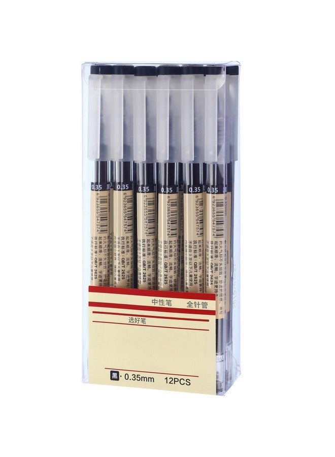 تشينكو 12 قطعة من أقلام الحبر الجل السوداء مقاس 0.35 مم، قلم حبر جاف فائق الدقة للمستلزمات المكتبية والمدرسة - Image 1