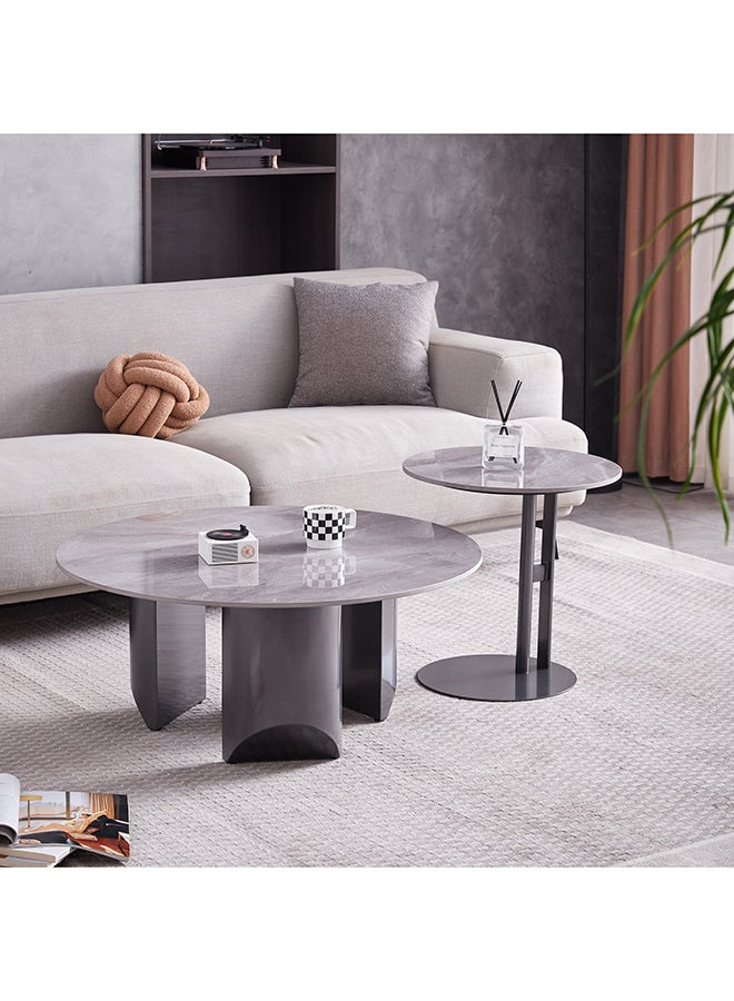 Home Box Titanium 2-Piece Sintered Stone Coffee Table Set 90 x 40 x 90 cm  - Image 1