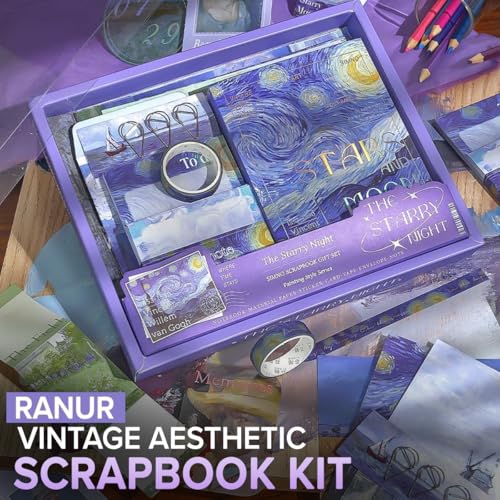 RANUR Vintage Aesthetic Scrapbook Kit With Stickers, Art Bullet Junk Journal Kit With Journaling Or Scrapbooking Supplies Journal Planners Paper Stickers Craft Notebook Collage ,Multicolor - Image 2