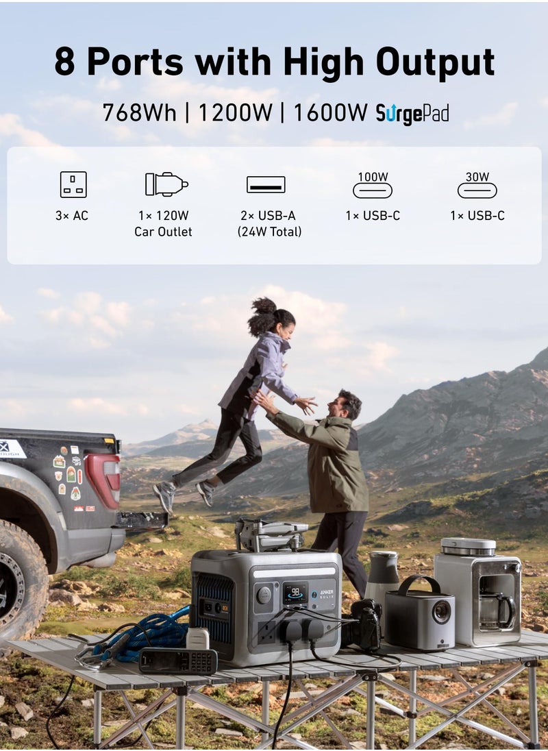 Anker SOLIX C800 Plus Portable Power Station, 1200W (Peak 1600W) Solar Generator with Camping Lights, 768Wh LiFePO4 Battery for Outdoor Camping, RVs, Road Trip, Power Outages (Optional Solar Panel)  - Image 4