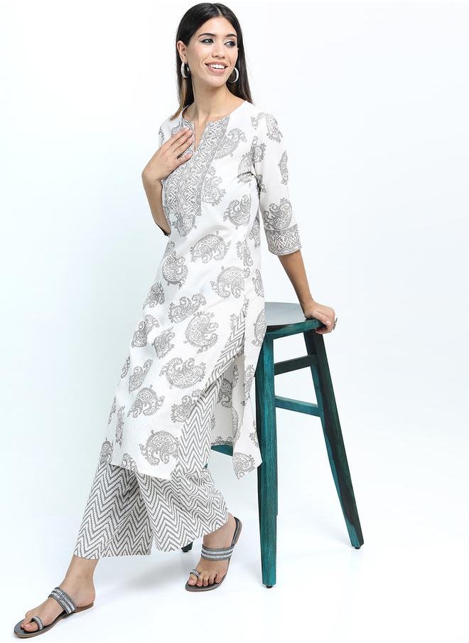 Vishudh Paisley Print Kurta & Palazzos Set by Styli  - Image 1