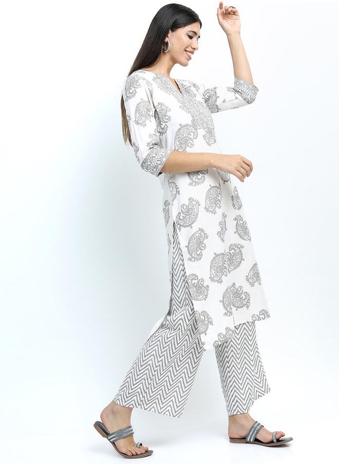 Vishudh Paisley Print Kurta & Palazzos Set by Styli  - Image 5