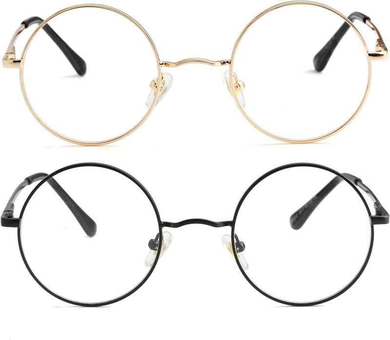 Small Round Clear Lens Glasses Non Prescription Circle Metal Frame Eyewear - Image 1