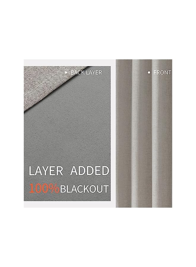 The Bros Blackout Curtains 63 inch Length 2 Panels Set, Linen Textured Room Darkening Curtains 63 Inches Long, Thermal Insulated Grommet Black Out Curtains for Living Room(42x63 inch, Greyish White) - Image 3