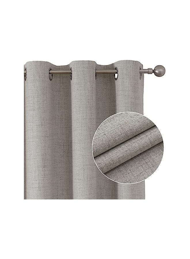 The Bros Blackout Curtains 63 inch Length 2 Panels Set, Linen Textured Room Darkening Curtains 63 Inches Long, Thermal Insulated Grommet Black Out Curtains for Living Room(42x63 inch, Greyish White) - Image 2