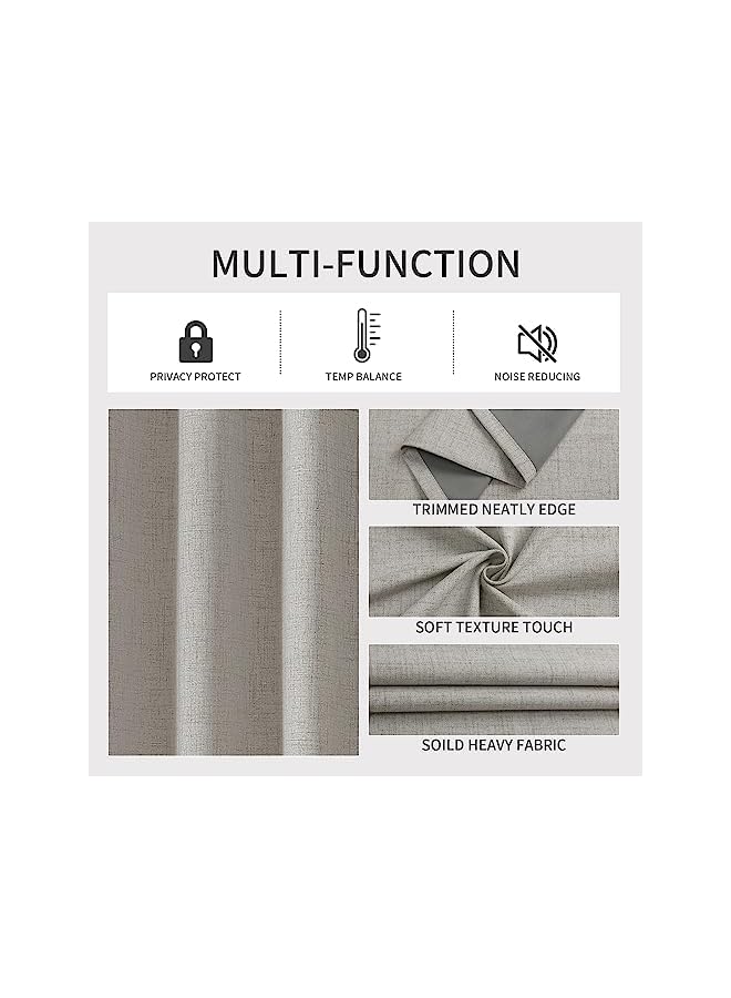 The Bros Blackout Curtains 63 inch Length 2 Panels Set, Linen Textured Room Darkening Curtains 63 Inches Long, Thermal Insulated Grommet Black Out Curtains for Living Room(42x63 inch, Greyish White) - Image 4