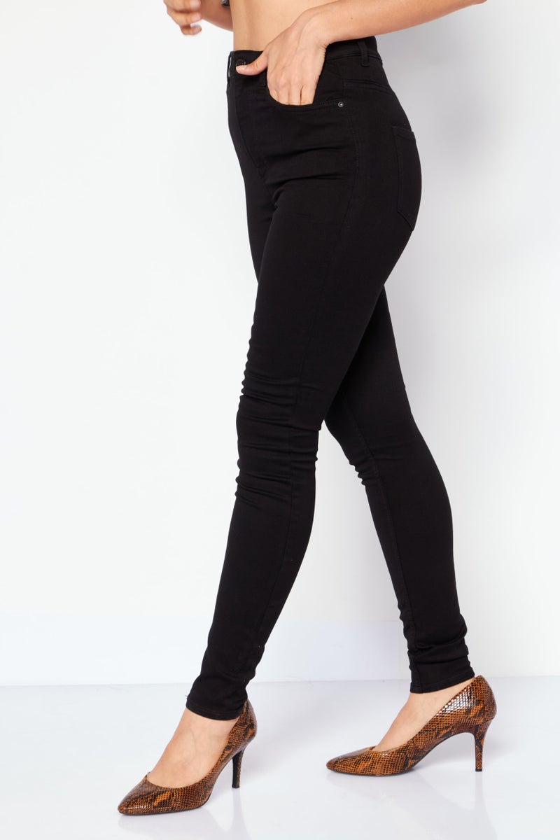 Weekday Women Skinny Fit Plain Denim Jeans, Black - Image 2