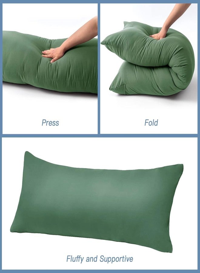 H B MSALA (DEVICE) Large Body Pillow Insert- Breathable Full Body Pillow for Side Sleeper - Soft Long Bed Pillow for Adults - 20 x 54 inch (Dark Green) - Image 3